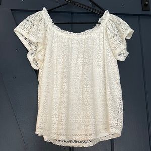White lace off shoulder top